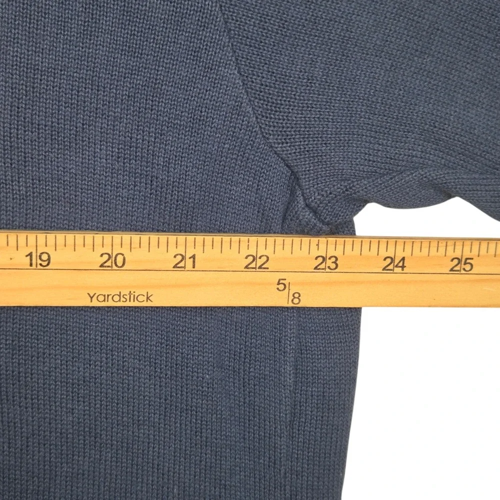 Brooks Brothers Sweater Mens Large Blue V-Neck Cotton Knit Made in USA Pullover